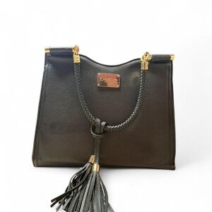 bebe leather purse with tassel detail